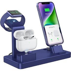 3 in 1 Charging Station for Apple Devices - Charging Station for iPhone Series/Apple Watch Series/AirPods Pro/3/2/1, Charger Stand for Apple Watch SE/8/7/6/5/4/3/2/1 (Black)