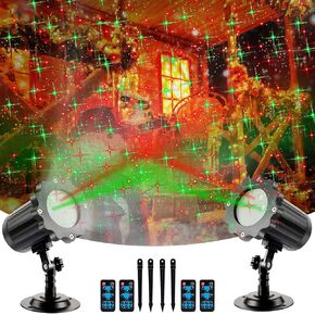 Treela 2 Pcs Christmas Projector Light Xmas LED Projector RGB Motion Christmas Garden Projection Lights Waterproof Spotlight Outdoor for Xmas Party Decor (Black Shell, 2 Color Light,Meteor Showers)