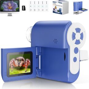 Portable Handheld Microscope for Kids with 2-inch-Screen: 1000x HD Digital Microscope for Kids Educational Science Kit, Christmas Birthday Gifts for Kids Age 5 6 7 8 9 10 11 12 (Blue)