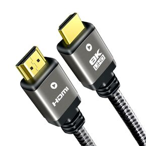 Visiontime 10K 8K HDMI Cable 20 FT, Ultra High Speed HDMI 2.1 Cord Certified, Braided 8K60Hz 4K240Hz 4K120Hz eARC HDR10 4:4:4 HDCP 2.2&2.3 DTS:X, Compatible for Laptop, Monitor, HDTV,PS5,Sound Bar