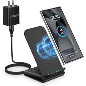 شاحن لاسلكي لهاتف Samsung 24 Ultra Android Desk Phone Charger Stand لوحة محطة شحن سريعة لهاتف Samsung Galaxy S24 Plus S24FE S23FE S22 S21 S20 S10 S9، iPhone 15 Pro Max Plus 14، مع محول 18 وات
