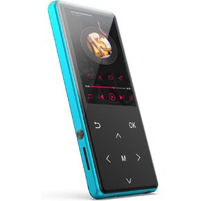 MP3 Player, 128GB Portable Digital Lossless Music Player Built-in HD Speaker, FM Radio Recording, One Button Recording, 2.4 in Screen Blue