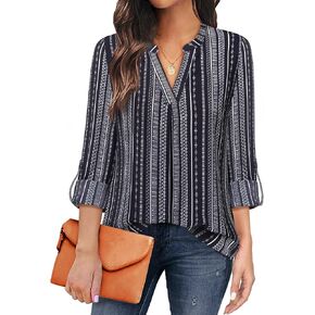 Gaharu Women's Blouses 3/4 Sleeve Work Shirt Chiffon Tunic Top Office Wear in Saudi Arabia