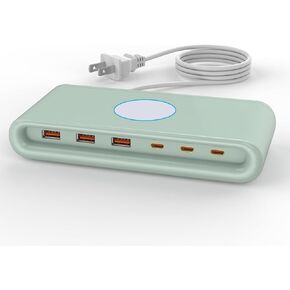 USB Charging Station for Multiple Devices with 6-Ports (Single-Port PD65W and PD20W), Charging hub for Multiple Devices, MacBook, Laptops, iPad Pro, iPhone and More, Charger Block,Green, Solopen