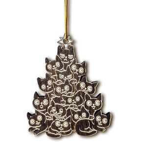Black Cat Christmas Ornaments - Tuxedo Cat Xmas Decor Tree Hanging - 2024 Cat Christmas Ornament for Cat Lovers (2 Cats Ornament)