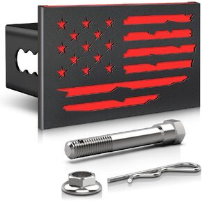 Boslla Trailer Hitch Cover, Heavy Metal American Flag Hitch Cover for 2 inch Receivers, Tow Hitch Covers with 5/8-Inch Pin Diameter Trailer Hitch Lock for Trucks Cars SUVs
