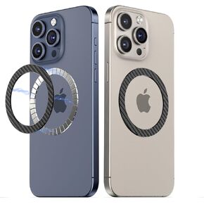 Magnetic Ring Sticker for Magsafe Phone Magnet Upgrade Bulit-in Magnet for Wireless Charging, Phone Case, Car Holder, Compatible Universal Conversion Magnet Adapter Kit 2 Pack (for Carbon Black)