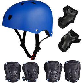 Skateboard Bike Helmet for Adults Adjustable Knee Elbow Pads Wrist Guards Protective Gear Helmets Set Teens for Bicycle Cycling Skate Scooter Bicycle Helmet for Youth