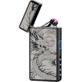 Electric Lighter, USB Rechargeable Plasma Arc Lighter, Windproof Flameless Butane Free Mini Lighter for Candles, Fireworks, Outdoor Camping Activities (Black Dragon)