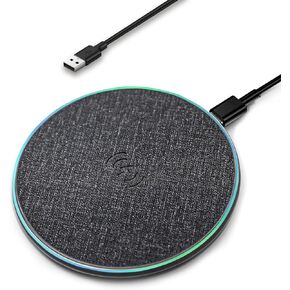 Wireless Charger with Indicator Light, Fast Wireless Charging Pad with Built-in USB-C Cable, Qi-Certified 10W Max Compatible with iPhone AirPods Samsung Galaxy Huawei anf More
