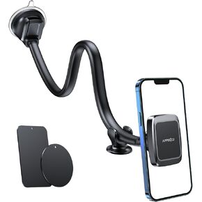 APPS2Car Magnetic Car Phone Holder Mount with 13-inch Flexible Long Arm & 6 Strong Magnets, Anti-Shake Phone Holder for Car Truck Windshield Dashboard, Strong Suction Car Mount for All Phones