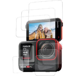 for Insta360 Ace Pro 2 Screen Protector New 2024, Ultra Clear Tempered Glass Screen Protector + Tempered Glass Lens Protector + Tempered Glass Front LCD Display Film,Anti-Scratch.[9pcs]