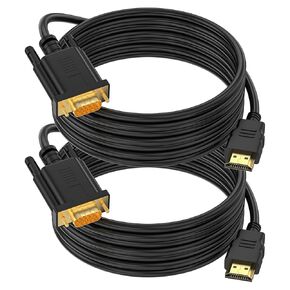 HDMI to VGA Cable 3.3 Feet, 2 Pack, (Male to Male) 1080P HD Video Cord Compatible for Computer, Desktop, Monitor, Projector, HDTV (NOT Bidirectional)