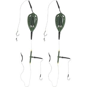 HERCHR Fishing Bait Feeder, 2Pcs European Style Long Line Carp Nesting Device Fishing Set Carp Fishing Bait Cage Gear Tackle for Fishing