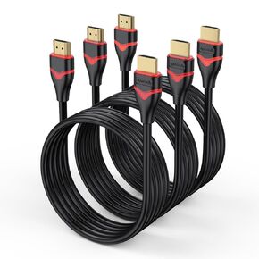 10K 8K HDMI Cable 6FT 3-Pack, HDMI 2.1 Cable Ultra High Speed HDMI to HDMI Cord (8K@60Hz, 4K@240Hz, 2K, 48Gbps, HDCP 2.2&2.3, HDR10, 3D, eARC) for Monitor, HDTV, RTX/RX Graphics Card, PS5