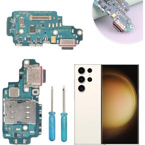 USB Charging Port Replacement for Samsung Galaxy S23 Ultra S918U 5G USB Dock Connector Flex Cable for Samsung Galaxy S23 Ultra 5G Charger Board Flex Cable Assembly with Tools