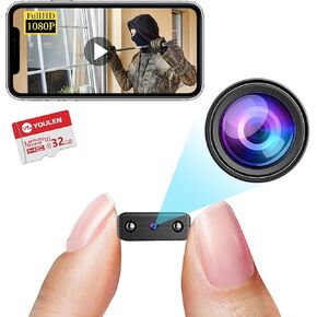【Free 32G】 Smallest Wireless WiFi IP Camera,HD1080P Spy Camera,Pet Camera,Baby Monitor Camera for Video Recording Live Feed,Night Vision,Motion Detection,Cloud Storage for Security with iOS Android