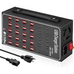 Multiple USB Charging Station 60 Port (40 USB A & 20 USB C Port), MIXILIN 300W(60A) Fast Charger Station with Power Switch, Desktop USB C Charger Block Compatible with Phone iPad Kindle Tablet