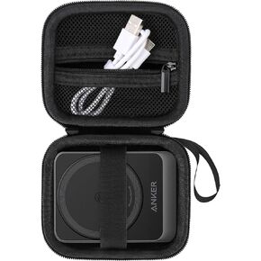 حقيبة سفر صلبة لمحطة شحن Anker MagGo 3 في 1، حقيبة حامل تخزين محطة شحن مغناطيسية قابلة للطي مع حقيبة شبكية بسحاب لكابل USB-C، أسود + رمادي in Kuwait