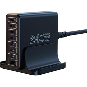 URVNS 240W USB C Charger, 8-Ports Compact GaN Charger, PD 100W PPS 45W QC20W Multiport Fast Charging Station for MacBook Laptop, iPhone 15 14 Pro Max, iPad Pro, Galaxy S23/S22, Pixel and More