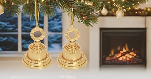 Wonderlist Handicrafts Jingle Bell 2 بوصة من النحاس المزخرف لعيد الميلاد، جرس للحيوانات الأليفة والكلاب والقطط وأجراس تزيين شجرة عيد الميلاد لديكور باب المنزل مجموعة من 5 (ذهبي) BRSO10A10 in Kuwait