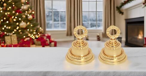 Wonderlist Handicrafts Jingle Bell 2 بوصة من النحاس المزخرف لعيد الميلاد، جرس للحيوانات الأليفة والكلاب والقطط وأجراس تزيين شجرة عيد الميلاد لديكور باب المنزل مجموعة من 5 (ذهبي) BRSO10A10 in Kuwait