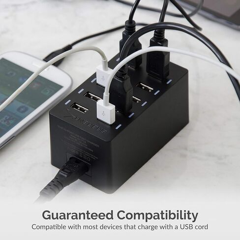 SABRENT 60 Watt (12 Amp) 10 Port [UL Certified] Family Sized Desktop USB Rapid Charger. Smart USB Ports with Auto Detect Technology [Black] (AX-TPCS) in Saudi Arabia