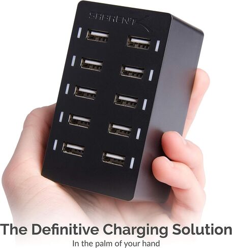 SABRENT 60 Watt (12 Amp) 10 Port [UL Certified] Family Sized Desktop USB Rapid Charger. Smart USB Ports with Auto Detect Technology [Black] (AX-TPCS) in Saudi Arabia