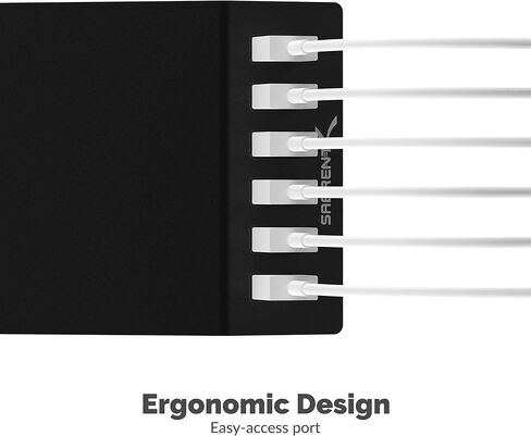 SABRENT 60 وات (12 أمبير) 10 منافذ [معتمد من UL] شاحن USB سريع لسطح المكتب بحجم عائلي. منافذ USB ذكية مع تقنية الكشف التلقائي [أسود] (AX-TPCS) in Kuwait