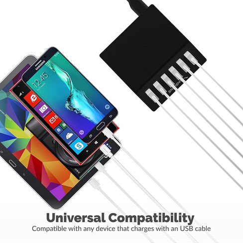 SABRENT 60 وات (12 أمبير) 10 منافذ [معتمد من UL] شاحن USB سريع لسطح المكتب بحجم عائلي. منافذ USB ذكية مع تقنية الكشف التلقائي [أسود] (AX-TPCS) in Kuwait