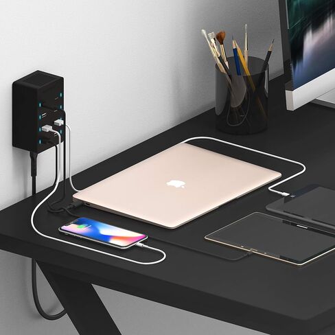 SABRENT 60 Watt (12 Amp) 10 Port [UL Certified] Family Sized Desktop USB Rapid Charger. Smart USB Ports with Auto Detect Technology [Black] (AX-TPCS) in Saudi Arabia