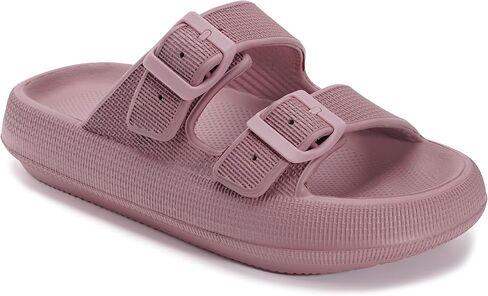 WHITIN Slides for Women Men Double Buckle Adjustable Thick Sole Pillow Slippers Bathroom Sandals in Saudi Arabia