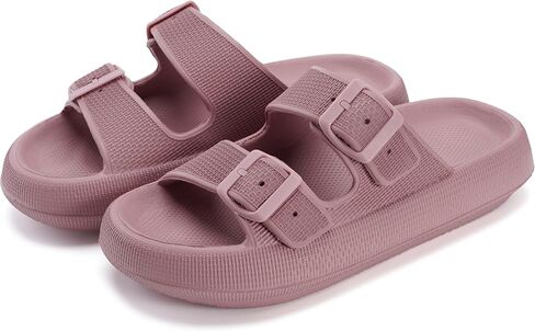WHITIN Slides for Women Men Double Buckle Adjustable Thick Sole Pillow Slippers Bathroom Sandals in Saudi Arabia