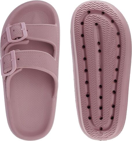 WHITIN Slides for Women Men Double Buckle Adjustable Thick Sole Pillow Slippers Bathroom Sandals in Saudi Arabia