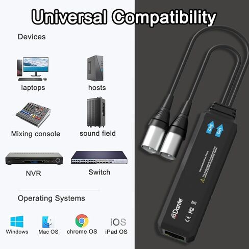 Audinate Dante AVIO – محول تناظري ثنائي الاتجاه، Dante Dongle USB I/O صوت رقمي يدعم 2 * 2 قناة ثنائية الاتجاه لنقل الإشارة in Kuwait