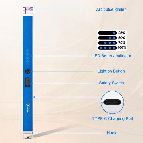 ولاعة كهربائية بدون لهب مقاومة للرياح ولاعة USB قابلة لإعادة الشحن مع قفل أمان لشمعة الشواء والمطبخ المنزلي in Kuwait