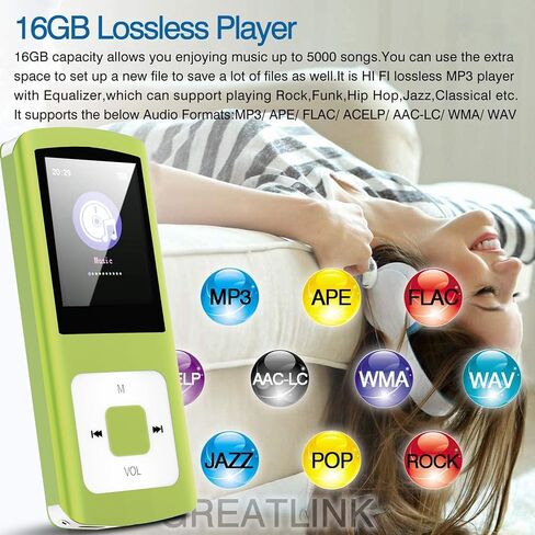 مشغل MP3، مشغل موسيقى Hotechs HiFi 16GB مع بلوتوث 5.0، مع مسجل صوت/فيديو/عارض صور/كتاب إلكتروني/راديو FM in Saudi Arabia