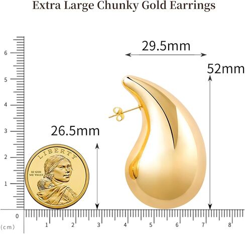 Apsvo Chunky Gold Hoop Earrings for Women, Dupes Earrings Lightweight Waterdrop Hollow Open Hoops, Hypoallergenic Gold Plated Earrings Fashion Jewelry for Women Girls in Kuwait