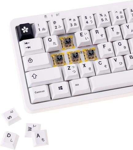 GK GAMAKAY أغطية مفاتيح يابانية بيضاء 129 مفتاحًا PBT Dye-Sub باللون الأبيض مجموعة أغطية مفاتيح بسيطة مناسبة للوحة مفاتيح الألعاب الميكانيكية LK67 TK75 MK61/87/98/104/108 (أبيض ياباني) in Saudi Arabia