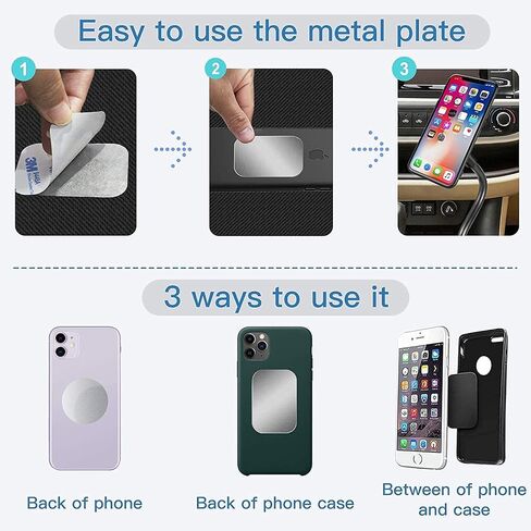 Phone Metal Stickers for Magnetic Mount. Replacement Set of 16 Magnet Metal Plates Inside Cell Phone Case. Silver Sticky 3M Adhesive Backing Car Small Rectangular Iron Discs for Holder Crafts in Saudi Arabia