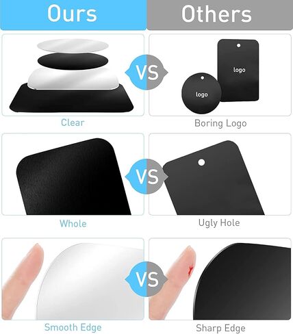 Phone Metal Stickers for Magnetic Mount. Replacement Set of 16 Magnet Metal Plates Inside Cell Phone Case. Silver Sticky 3M Adhesive Backing Car Small Rectangular Iron Discs for Holder Crafts in Saudi Arabia