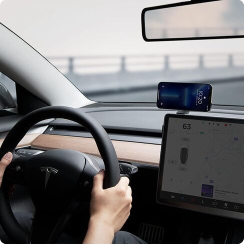 Spigen OneTap (MagFit) Designed for Tesla Model 3/Y/S/X & Ford Mustang Mach-E Designed for MagSafe Car Mount Compatible with iPhone 16 Pro Max, 16 Pro, 16 Plus, 16, 15, 14, 13, 12 Series in Saudi Arabia