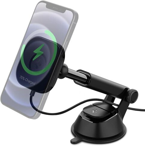 Spigen OneTap Pro (MagFit) مصمم للوحة أجهزة القياس والشاحن اللاسلكي MagSafe والزجاج الأمامي وشاشة السيارة المتوافقة مع iPhone 16 Pro Max و16 Pro و16 Plus و15 و14 و13 و12 in Saudi Arabia