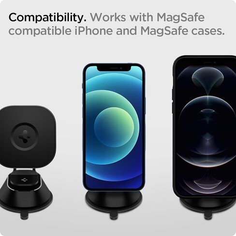 Spigen OneTap Pro (MagFit) مصمم للوحة أجهزة القياس والشاحن اللاسلكي MagSafe والزجاج الأمامي وشاشة السيارة المتوافقة مع iPhone 16 Pro Max و16 Pro و16 Plus و15 و14 و13 و12 in Saudi Arabia