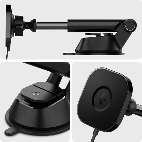 Spigen OneTap Pro (MagFit) مصمم للوحة أجهزة القياس والشاحن اللاسلكي MagSafe والزجاج الأمامي وشاشة السيارة المتوافقة مع iPhone 16 Pro Max و16 Pro و16 Plus و15 و14 و13 و12 in Saudi Arabia