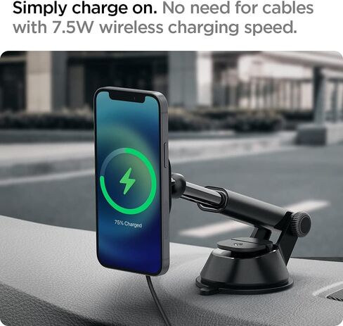 Spigen OneTap Pro (MagFit) مصمم للوحة أجهزة القياس والشاحن اللاسلكي MagSafe والزجاج الأمامي وشاشة السيارة المتوافقة مع iPhone 16 Pro Max و16 Pro و16 Plus و15 و14 و13 و12 in Saudi Arabia