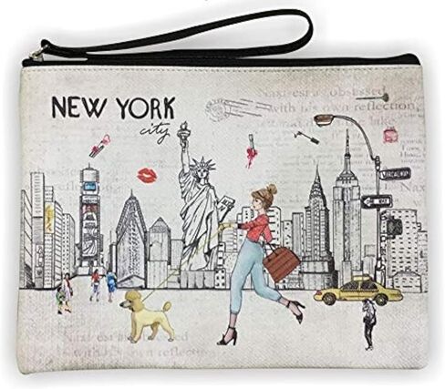 Girls & Women Large Fashion Cute New York Souvenir Zipper pouch Travel Cosmetic Bag Hand Bag Makeup Purse (JP-330133B) in Kuwait