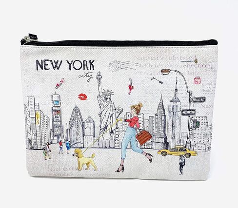 Girls & Women Large Fashion Cute New York Souvenir Zipper pouch Travel Cosmetic Bag Hand Bag Makeup Purse (JP-330133B) in Kuwait