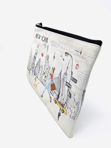 Girls & Women Large Fashion Cute New York Souvenir Zipper pouch Travel Cosmetic Bag Hand Bag Makeup Purse (JP-330133B) in Kuwait