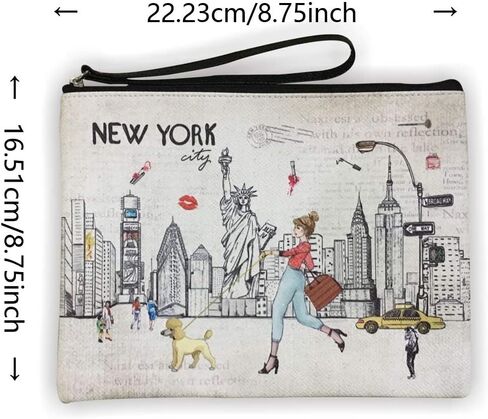 Girls & Women Large Fashion Cute New York Souvenir Zipper pouch Travel Cosmetic Bag Hand Bag Makeup Purse (JP-330133B) in Kuwait
